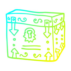 cold gradient line drawing cartoon magical chest