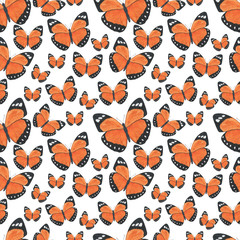Seamless pattern Butterflies watercolor Illustration handmade design Digital paper Textiles wallpaper photo wallpaper scrapbooking