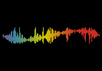 Audio color wave logo. Pulse music player on black