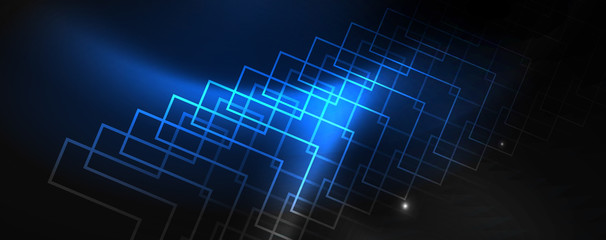 Shiny neon techno template. Neon lines background, 80s style laser rays