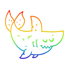 rainbow gradient line drawing cartoon shark