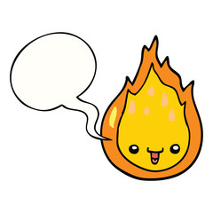cartoon flame and speech bubble