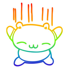 rainbow gradient line drawing cartoon jumping bear