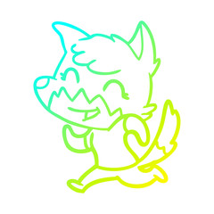 cold gradient line drawing happy cartoon fox