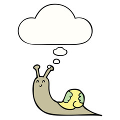 cute cartoon snail and thought bubble