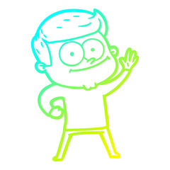 cold gradient line drawing cartoon happy man