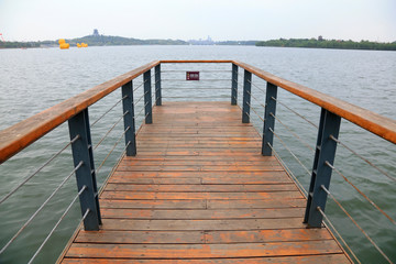 wooden platform at the water side