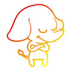 warm gradient line drawing cartoon smiling elephant