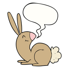 cute cartoon rabbit and speech bubble