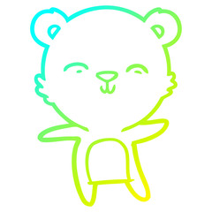 cold gradient line drawing happy cartoon polar bear dancing