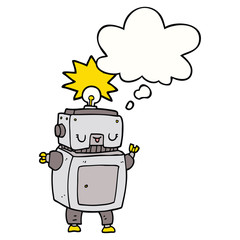 cartoon robot and thought bubble