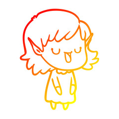warm gradient line drawing cartoon elf girl