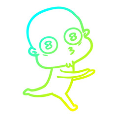 cold gradient line drawing cartoon weird bald spaceman running