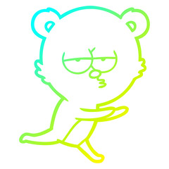 cold gradient line drawing bored bear cartoon