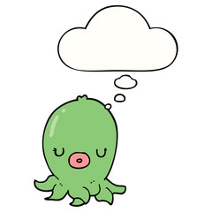 cartoon octopus and thought bubble