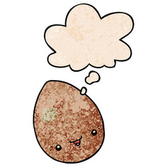 cartoon egg and thought bubble in grunge texture pattern style