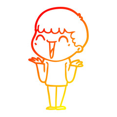 warm gradient line drawing cartoon happy man