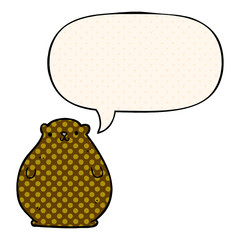 cartoon bear and speech bubble in comic book style