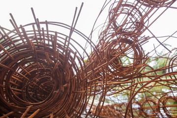 Rusty Reinforced steel rods Not used