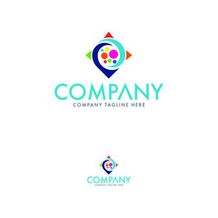 Modern pin and compass logo template