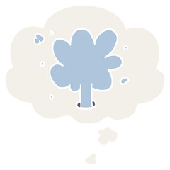 cartoon spouting water and thought bubble in retro style
