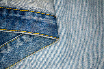 Fototapeta premium a variety of elements of the denim shapes with stitches and loops design.