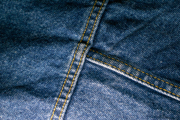 a variety of elements of the denim shapes with stitches and loops design.