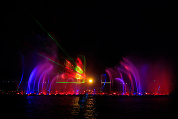 Water curtain fountain in the park, Tangshan, China