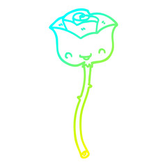 cold gradient line drawing cartoon rose