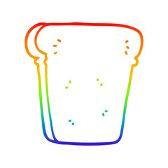 rainbow gradient line drawing cartoon slice of bread
