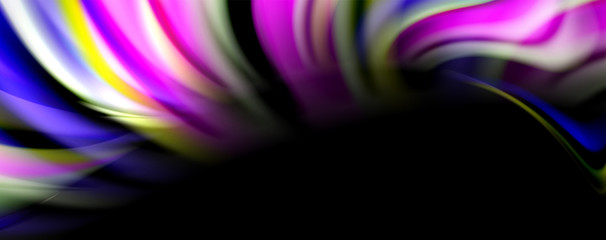 Fluid color waves with light effects, vector abstract background