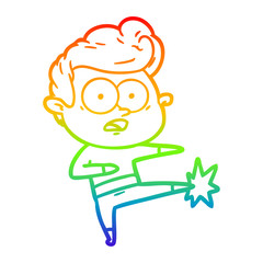rainbow gradient line drawing cartoon staring man