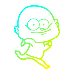 cold gradient line drawing cartoon bald man staring