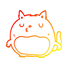warm gradient line drawing cartoon cat