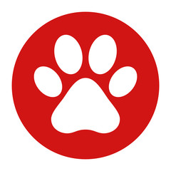 Animal paw print icon flat red round button vector illustration © Greyparrot