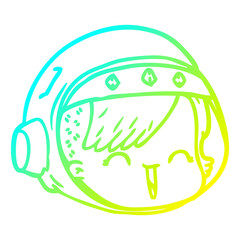 cold gradient line drawing cartoon happy astronaut face