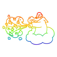 rainbow gradient line drawing cartoon god creating universe