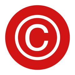 Copyright symbol icon flat red round button vector illustration