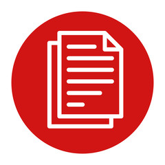 Document pages icon flat red round button vector illustration