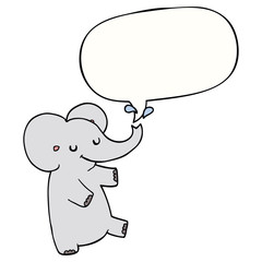 cartoon dancing elephant and speech bubble