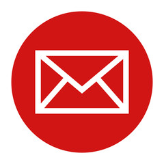 Email icon flat red round button vector illustration