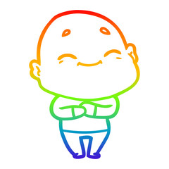 rainbow gradient line drawing cartoon happy bald man