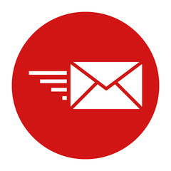 Email option icon flat red round button vector illustration