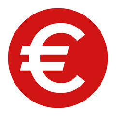 Euro sign icon flat red round button vector illustration