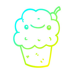 cold gradient line drawing cartoon cupcake