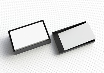 Fototapeta na wymiar Business cards mockup in a cardboard box for branding identity. 3D render.