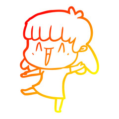 warm gradient line drawing cartoon woman