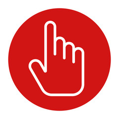 Hand cursor click icon flat red round button vector illustration