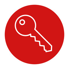 Key icon flat red round button vector illustration