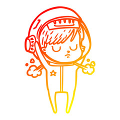 warm gradient line drawing cartoon astronaut woman